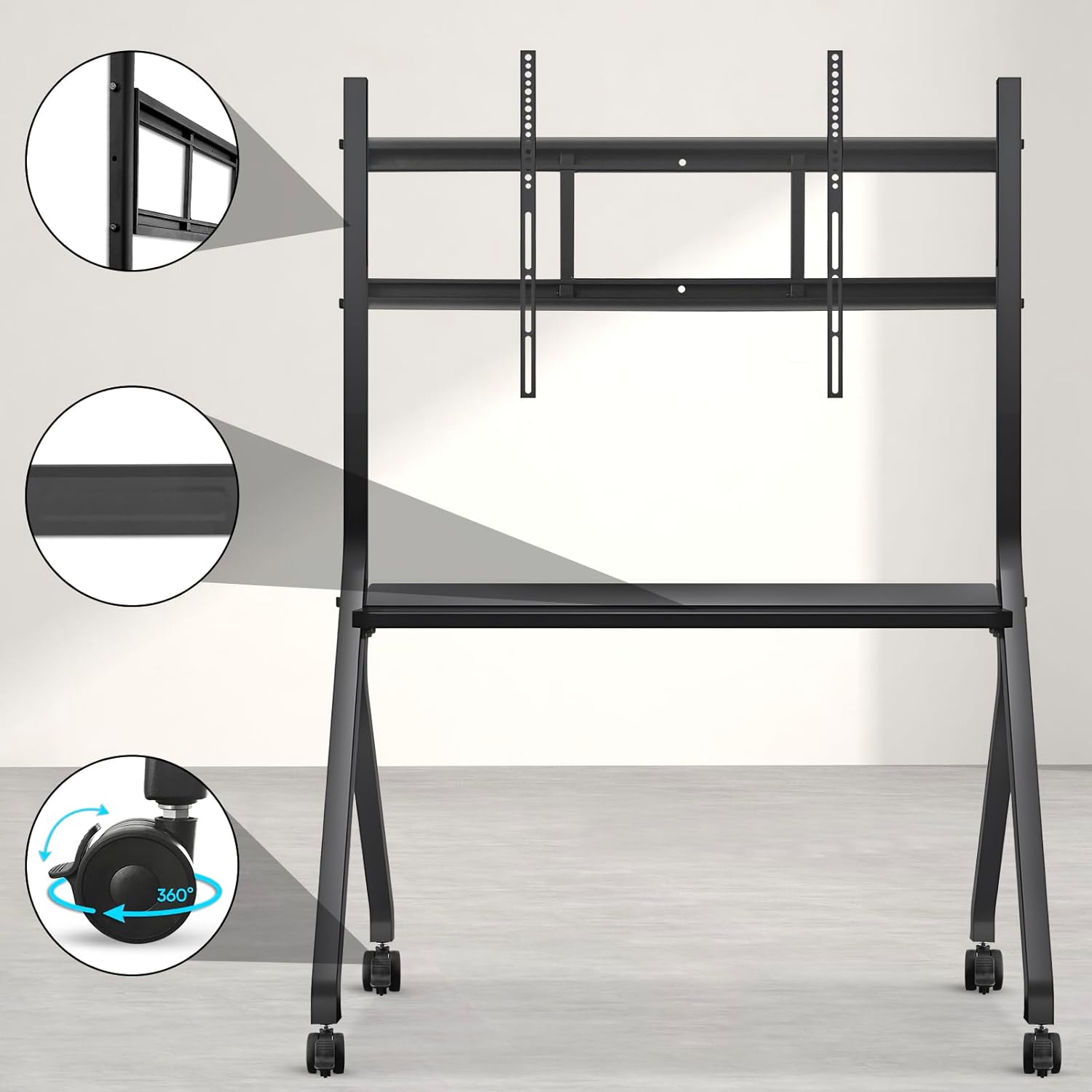 Smart Board Stand for 55-75 Inch Electronic Whiteboard Screens, Lockable Wheels, Portable Design for Classroom, Home, Office