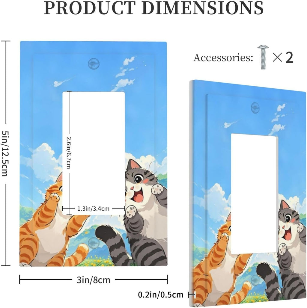 Decorative Outlet Covers Orange Gray Cute Cat Sky Cloud Cat S Paw 1 Gang Single Rocker Light Switch Cover Plate Wall Plates Gfci Faceplate For Kids Room Nursery Decor