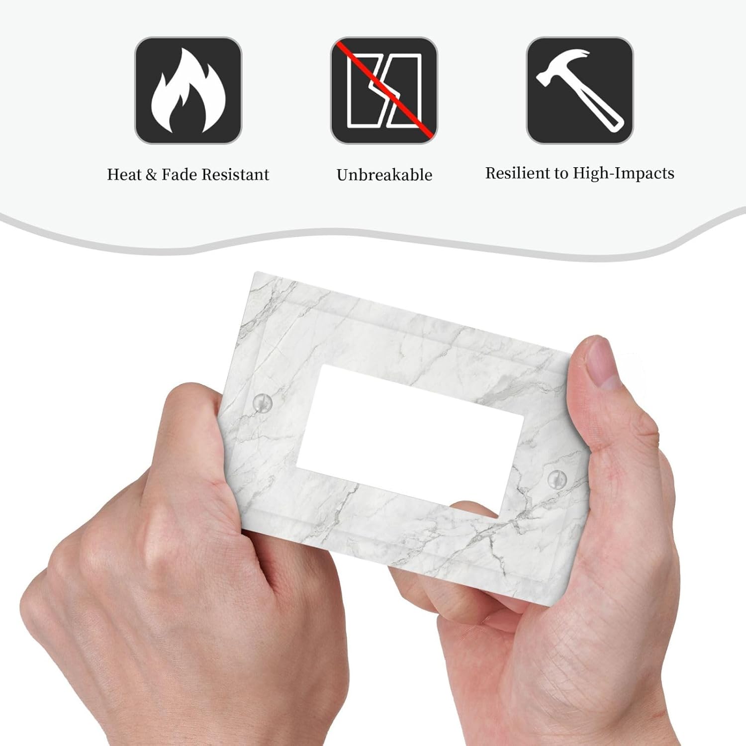 Decorative Outlet Covers Marble Granite White And Grey 1 Gang Single Rocker Light Switch Cover Plate Wall Plates GFCI Faceplate for Home Bedroom Decor