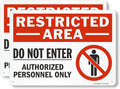 SmartSign 2-Pack 'Restricted Area Do Not Enter Authorized Personnel Only' OSHA Metal Sign - 10" x 14", 40 mil Laminated Rustproof Aluminum, Fade-Resistant, Red, Black and White, Made in USA