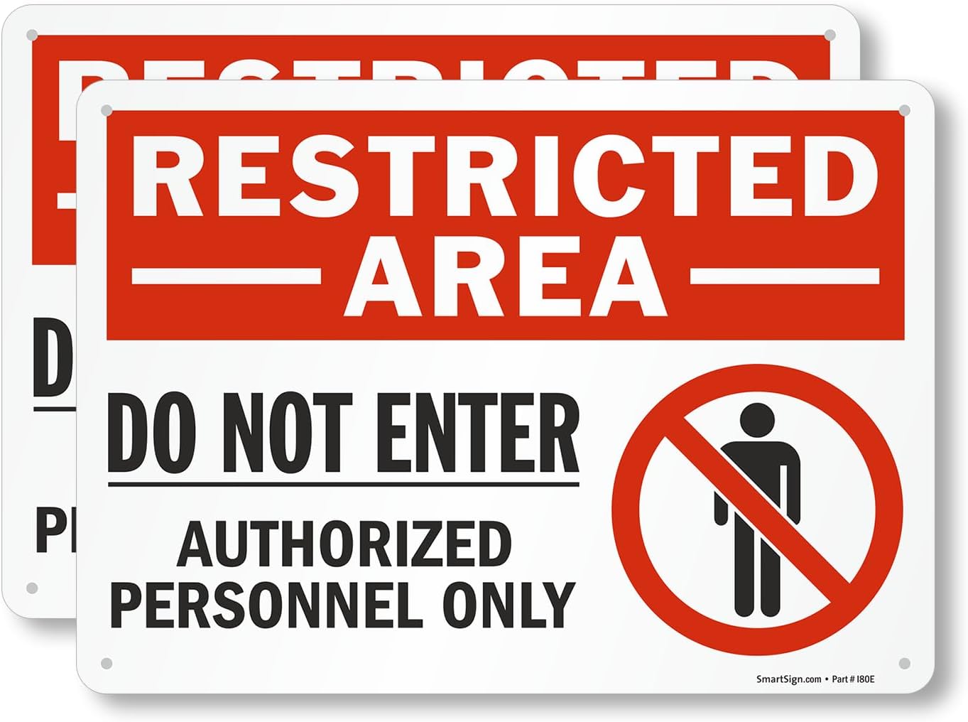 SmartSign 2-Pack 'Restricted Area Do Not Enter Authorized Personnel Only' OSHA Metal Sign - 10" x 14", 40 mil Laminated Rustproof Aluminum, Fade-Resistant, Red, Black and White, Made in USA