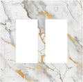 Decorative Outlet Covers Marbling Style White Background Gold Gray Stripes 2 Gang Double Gfci Rocker Electrical Wall Panels Light Switch Cover Plate For Bathroom Kitchen Decor