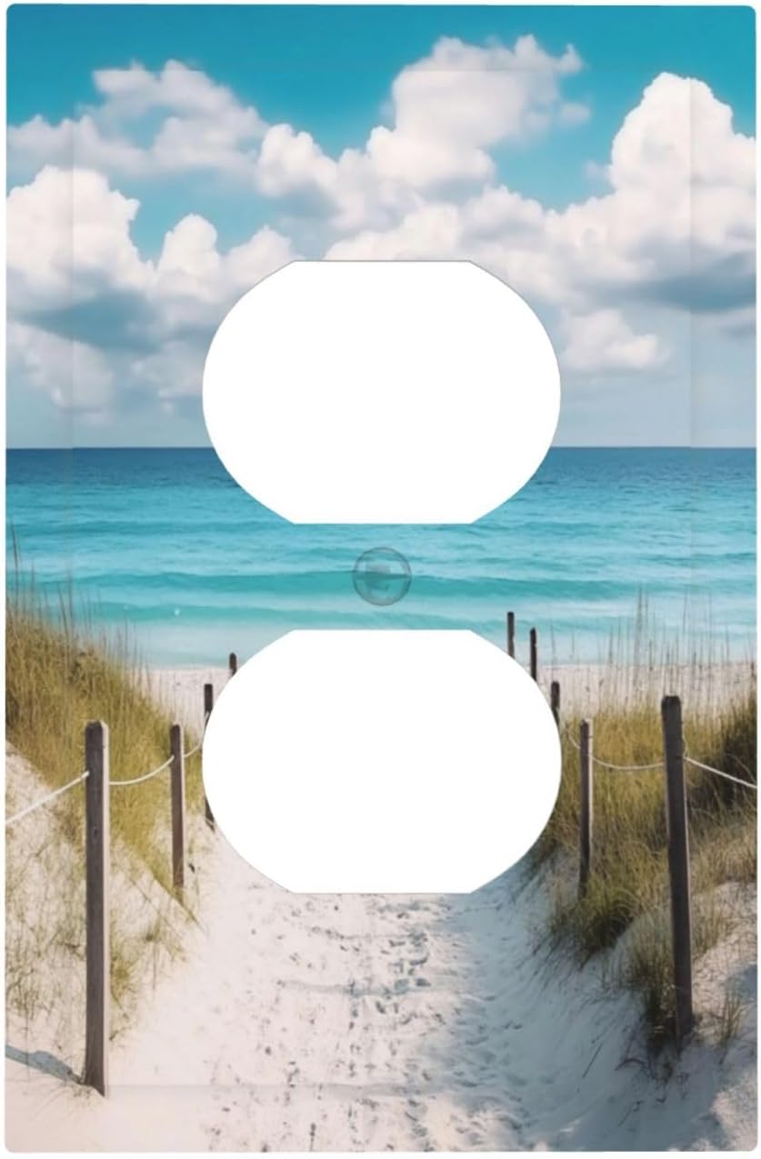 Decorative Outlet Covers Coastal Beach Ocean Seaside View 1 Gang Duplex Light Switch Cover Plate Unique Wall Plates for Electrical Outlets Switch Plate Covers for Bedroom Home Decor
