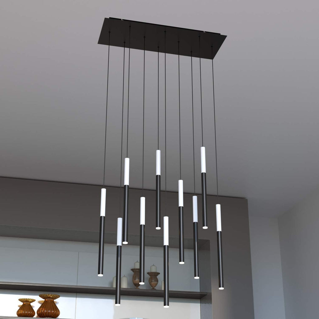 ALTAIR 10 Mini Pendant Lighting White-Black - LED Hanging Light Fixture for Kitchen Island, Bar, Foyer - Cluster Pendants - Dimmable, Adjustable Wire, Lamp Bulb Included