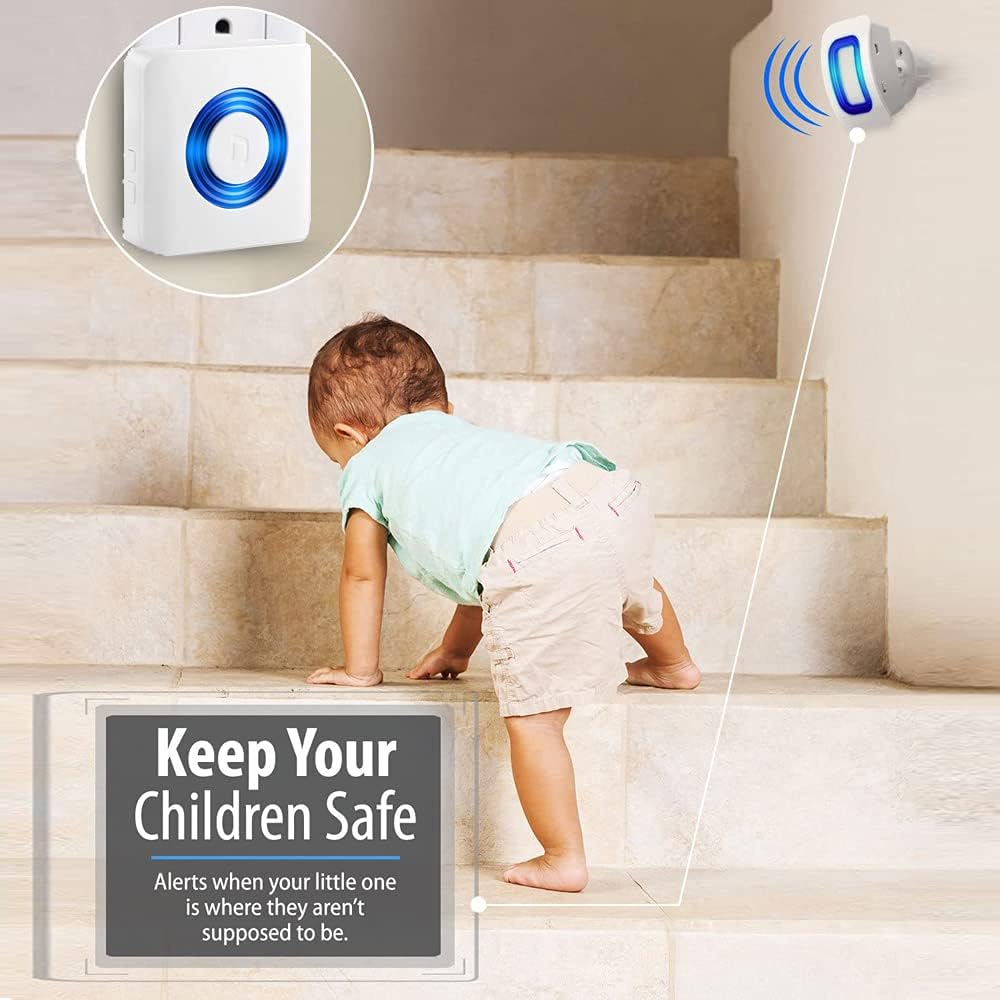 Caregiver Pager Indoor Motion Sensor Alarm Room Bed Alarms and Fall Prevention for Elderly Dementia Patients/Mailbox Alert Device for Home (1 Pager+1 Sensor)