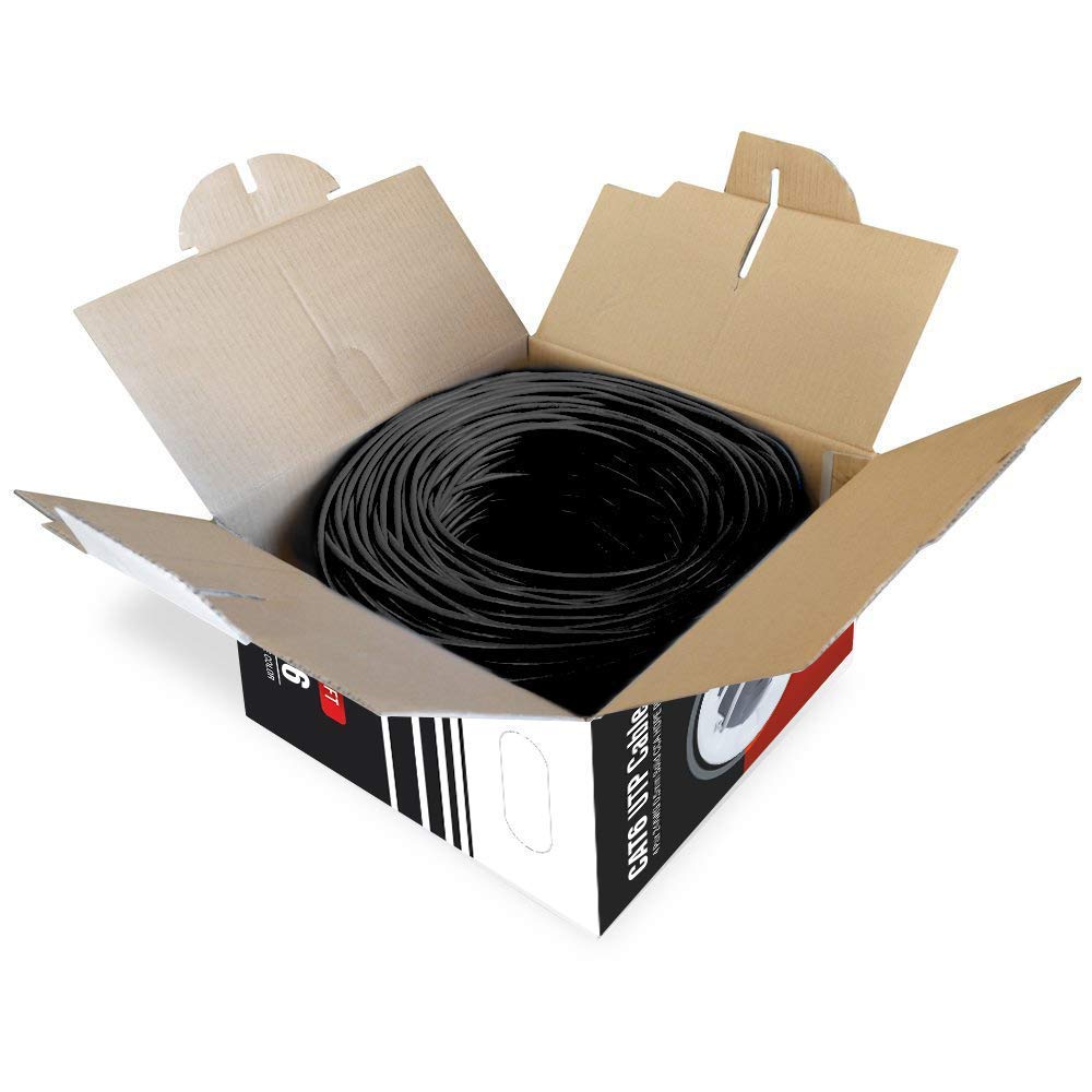 Dripstone CAT6 Direct Burial Ethernet Cable – 23AWG Solid CCA UTP, Waterproof HDPE Insulated, Polyethylene (PE) Jacket for Indoor/Outdoor Installations (Black - 500ft)