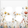 Watercolor Wildflower Colorful Floral Plant Outlet Covers 2 Gang Double Duplex Decorative Light Switch Covers Electrical Wallplates Socket Faceplate for Bed Room Living Room Decor