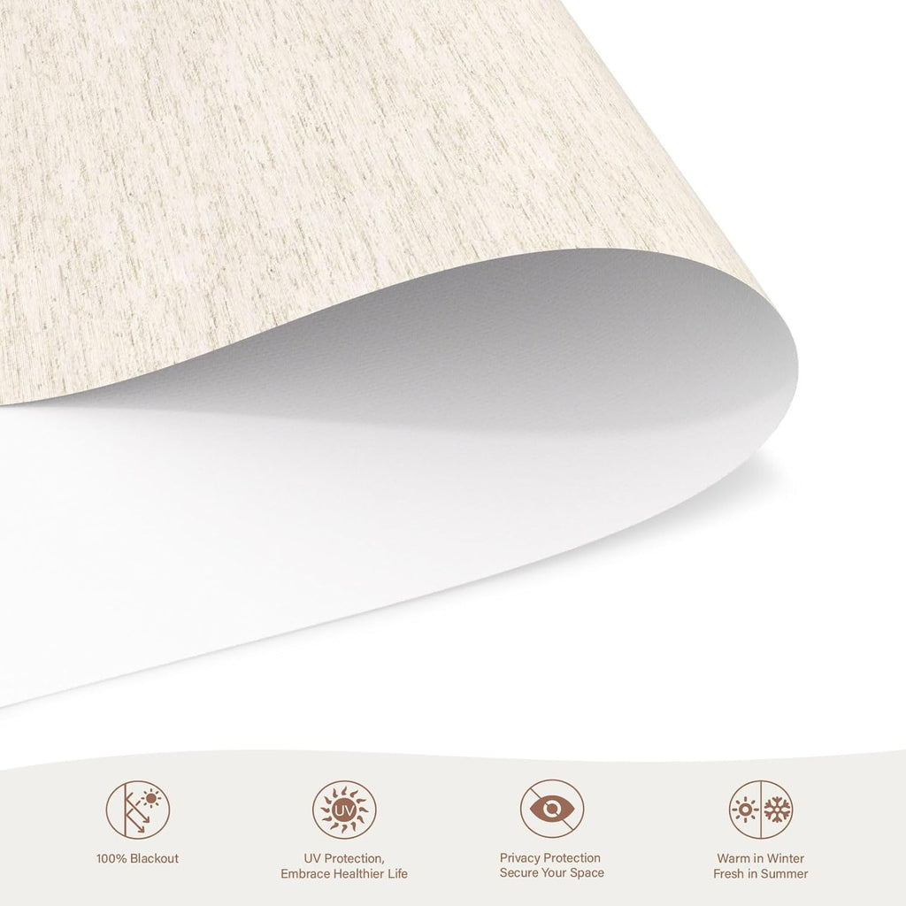 Motorized Roller Blinds with Remote, 100% Blackout Automatic Roller Shades for Bedroom, Bathroom, and Living Room, Customized Size, Lake Ripple Beige
