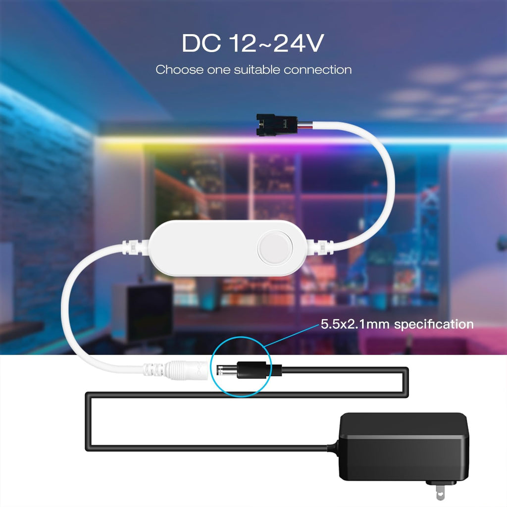 GLEDOPTO WLED ESP32 Mini LED Strip Controller DC12-24V RGB IC Digital with Mic Sound Mode Dynamic Lighting DIY for WS2811 WS2812 WS2812b SK6812 WS2815 Addressable FCOB LED Strip
