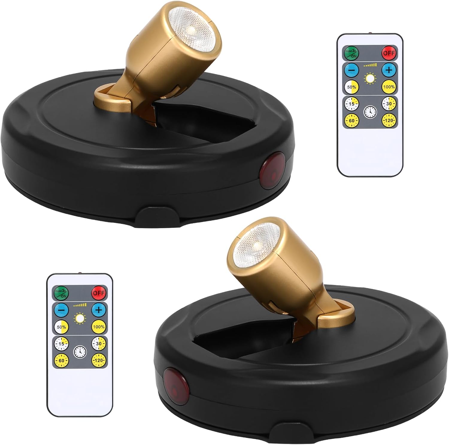 Wireless Spotlight Battery Operated, LED Picture Light, Accent Spot Light for Indoor Plant Tree, Puck Lights with Remote and Timer, Stick Display Uplighting for Painting Dartboard Wall Decor Art Photo
