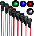 8pcs Red/Blue/Green/White LED Indicator Pilot Light AC/DC 12-24V Mounting Hole Size 8mm(Flame Retardant Plastic Shell)