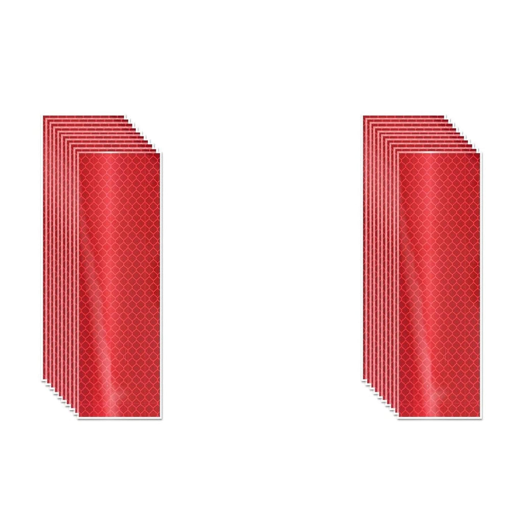 Non Fading Red Reflective Stickers 2 inch X 6 inch, Outdoor Waterproof High Visibility Warning Safety Adhesive Reflector Tape (20 Pcs)