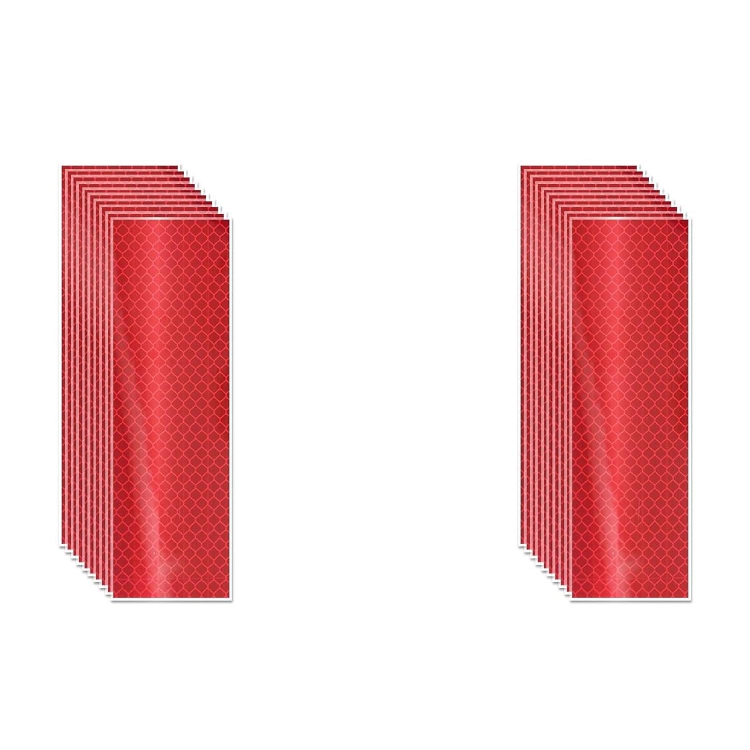 Non Fading Red Reflective Stickers 2 inch X 6 inch, Outdoor Waterproof High Visibility Warning Safety Adhesive Reflector Tape (20 Pcs)