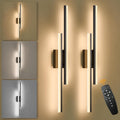 LED Wall Sconce Set of 2 Black Remote Modern LED Vanity Lights Set of 2 Indoor Wall Light Fixtures for Living Room, Dimmable Wall Sconce for Bedside Bedroom Bathroom, 31.5inch 2 Pack
