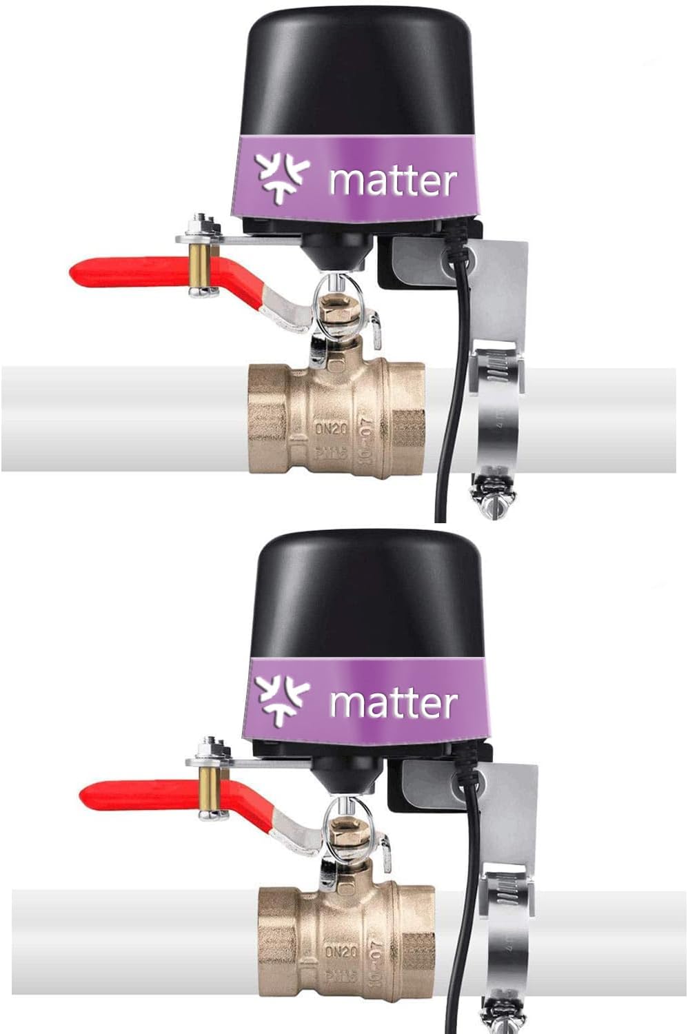 UseeLink Matter Water Valve, Smart Water Shut Off Valve, Automatic Valve Controller Timer,Compatible with Alexa,Apple Home, 2 Packs