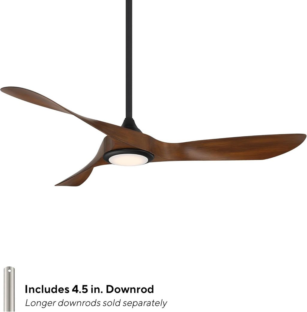 WAC Lighting Swirl 3-Blade Aluminum Smart Ceiling Fan in Matte Black/Brown
