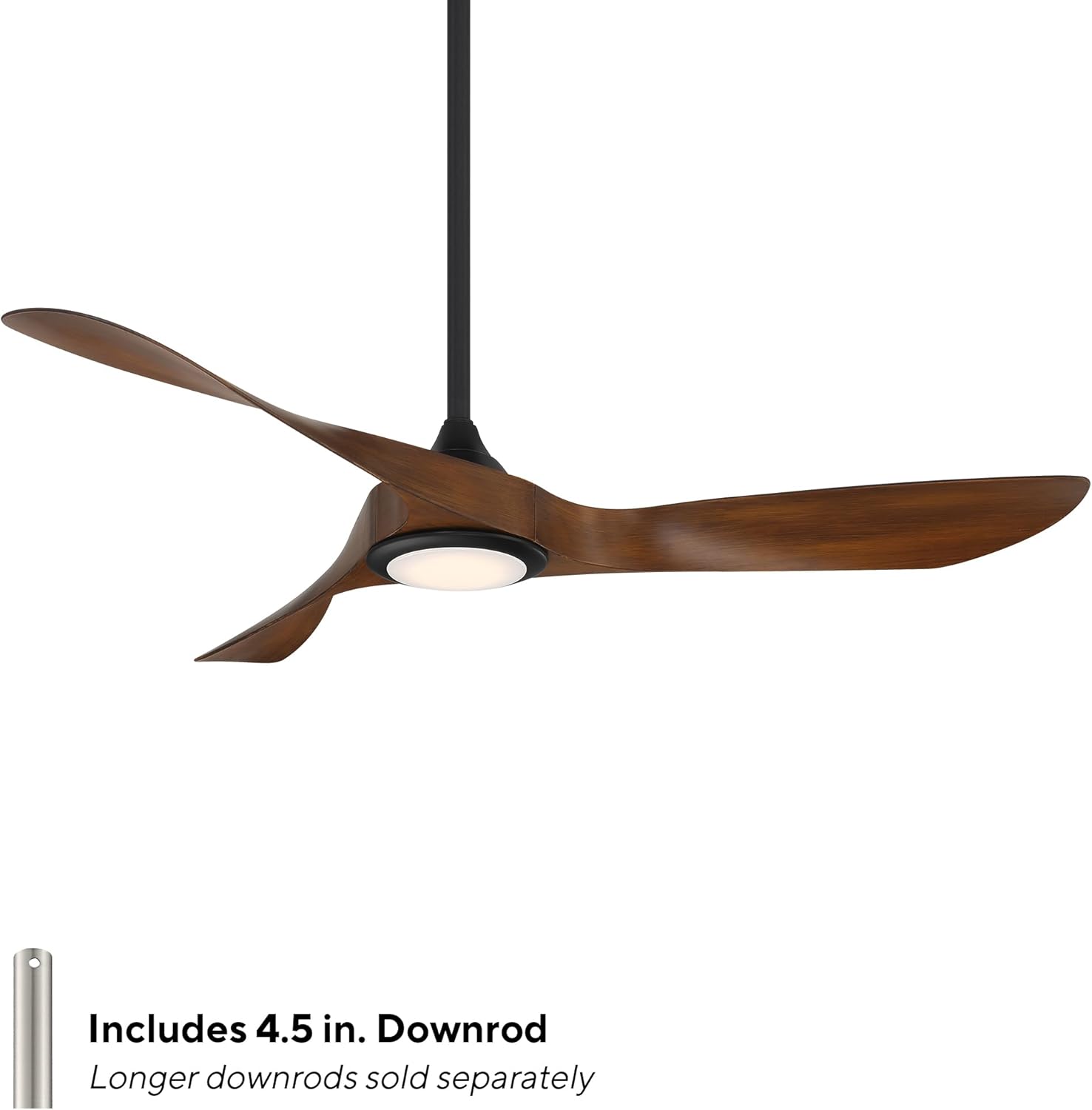 WAC Lighting Swirl 3-Blade Aluminum Smart Ceiling Fan in Matte Black/Brown