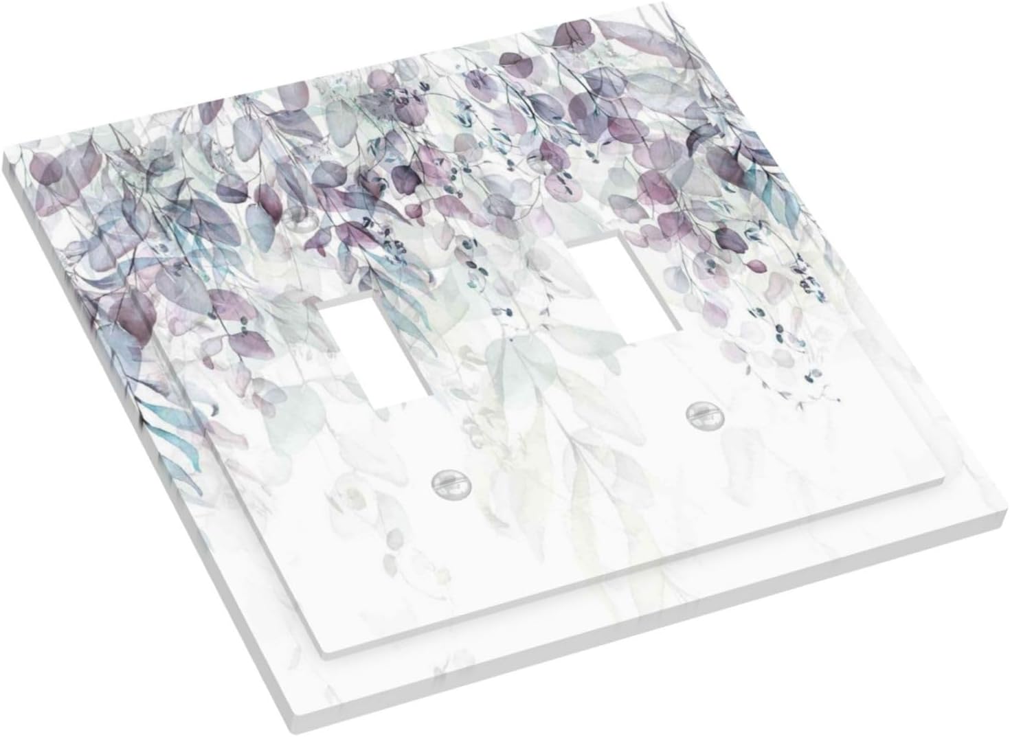 Hazy Leaves Ivy Nature Plants Eucalyptus Leave Decorative Switch Plates 2 Gang Double Toggle Outlet Light Switch Cover Wall Plate Electrical Faceplate for Bedroom Home Decor