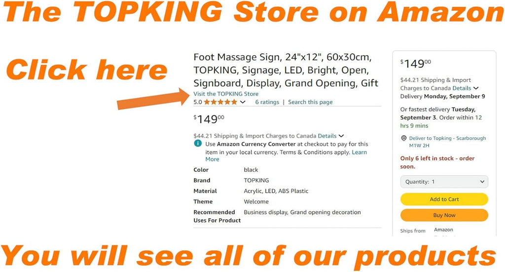 Massage Sign, 24"x12", 60x30cm, TOPKING, LED, Neon, Florescent, Signage, Signboard, Display, Billboard, Screen, Grand Opening, Gift