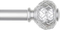 TONIAL Silver Curtain Rod 32 to 86 Inches, 7/8 Adjustable Curtain Rods for Windows 20 to 82 Inches, Splicing Drapery Rods Decorative with Netted Texture Finials