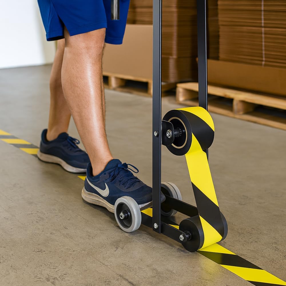 MAT Lane Marking Floor Tape Dispenser Industrial Hand-Push Tape Applicator, Ideal for Marking Safety Aisles, Traffic Lanes, Storage Areas Fits Tape Up to 4 Inches Wide (4-Inch Core) FMT-1