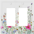 Decorative Outlet Covers Boho Colorful Flowering Plant Wild Flower 2 Gang Double Gfci Rocker Electrical Wall Panels Light Switch Cover Plate For Bed Room Living Room Decor