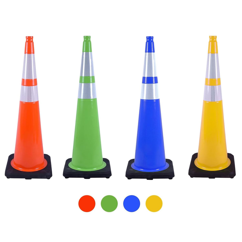 360 Pack 36" Blue Traffic Cones with Black Base – Large Bulk Safety Cones for Commercial Use, Road Work, and Event Setup (360, Blue, 36 Inch)