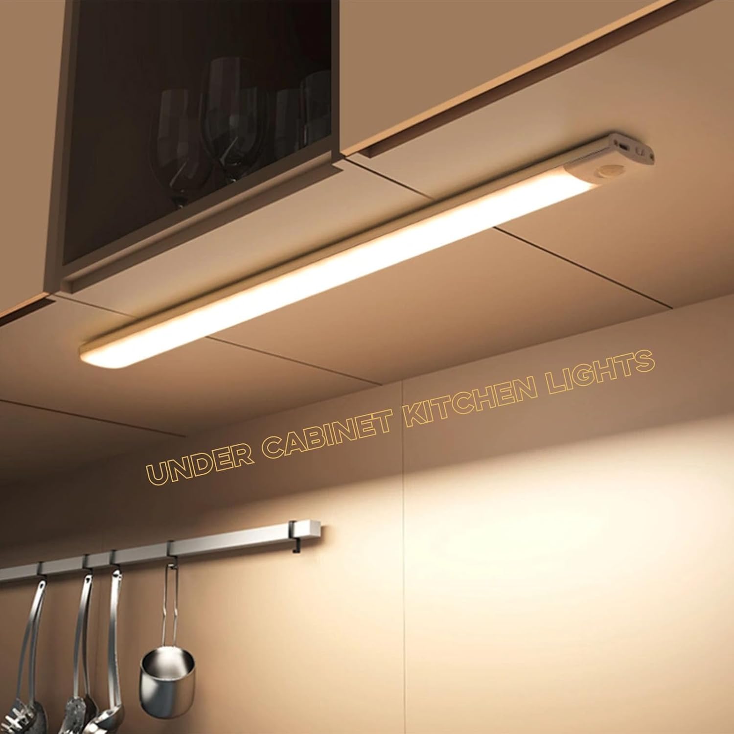 Punch-Free Smart Sensor Magnetic Rechargeable Led Lights, Sensor Magnetic Rechargeable Led Lights, Under Cabinet Lights, for Stairs,Wardrobe,Cabinet (Warm Light, 10cm/3.9in)