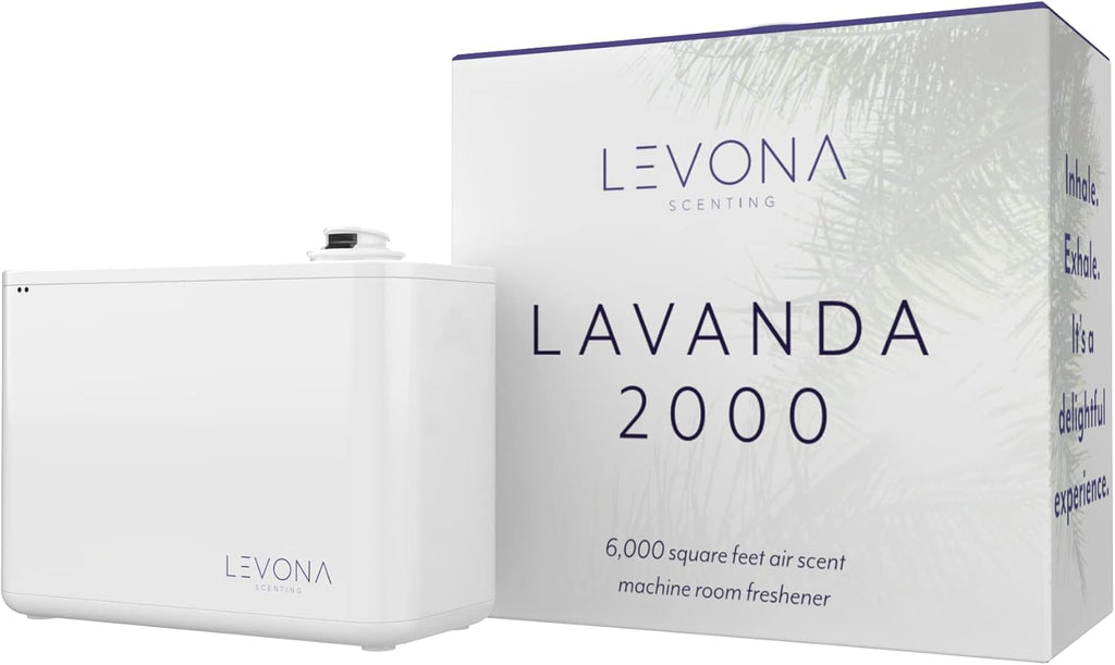 LEVONA SCENT Machine Lavanda: Up to 6000 SQFT HVAC Diffuser- Waterless Scent Air for Office, Hotel & Home Diffuser - Fragrance + Remote Control App Lavanda 2000