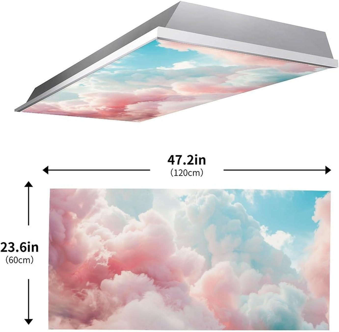 2PCS Fluorescent Light Cover for Ceiling Light Classroom-Cloud Magnetic Light Cover Fluorescent Light Shade Panel,Decorative Film Filter for Reducing Harsh Glare Flicker Home School Office Decorations