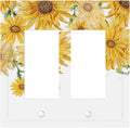 Sunflower Yellow Flowers Floral Decorative Outlet Covers 2 Gang Double GFCI Rocker Electrical Wall Panels Light Switch Cover Plate for Bed Room Living Room Decor