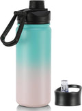 16 oz Insulated Water Bottle with Straw Lids, Stainless Steel Kids Water Bottles for School, Double Wall Vacuum Metal Water Bottle with Straw & Wide Mouth Lid, Bubble Gum 1 Pack