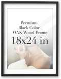iHery Standard 18x24in Premium Truly Natural OAK Wood Black Color Picture Frame with 2 Mats (16x20,18x24), Acrylic Glass Thickened Backboard, Minimalist Photo Frames Narrow Border Set of 1