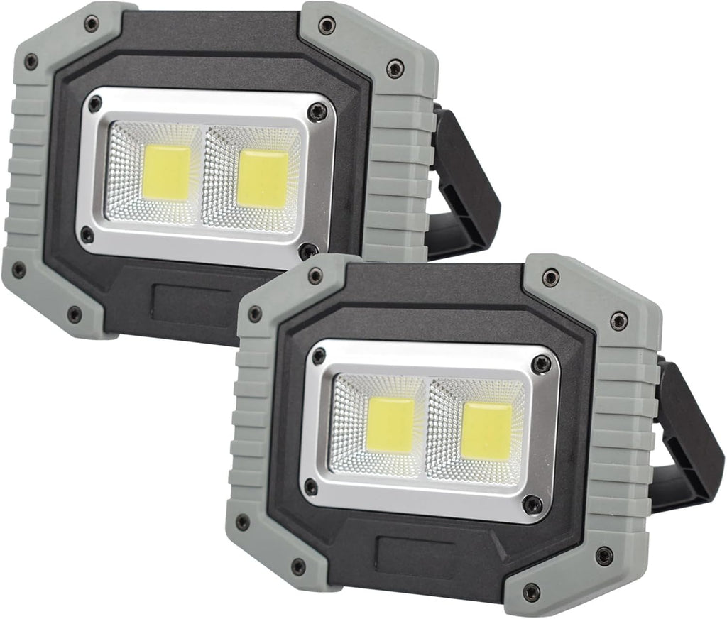 OTYTY LED Work Light 2-Pack, 30W 1500LM Portable Rechargeable Flood Lights with Magnetic Base, 4200mAh Battery for Outdoor, Camping, Hiking, Emergency, Car Repairing, Job Site Lighting (W840 Grey)