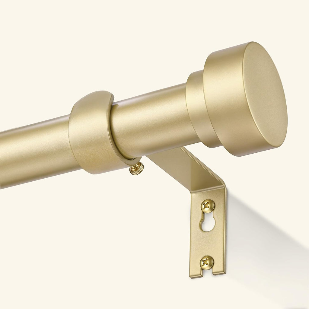 GEEBOBO Gold Curtain Rods for Windows 28 to 48 Inch, 1 Inch Adjustable Heavy Duty Decorative Window Curtain Rod, W1(Gold, 32"-60")