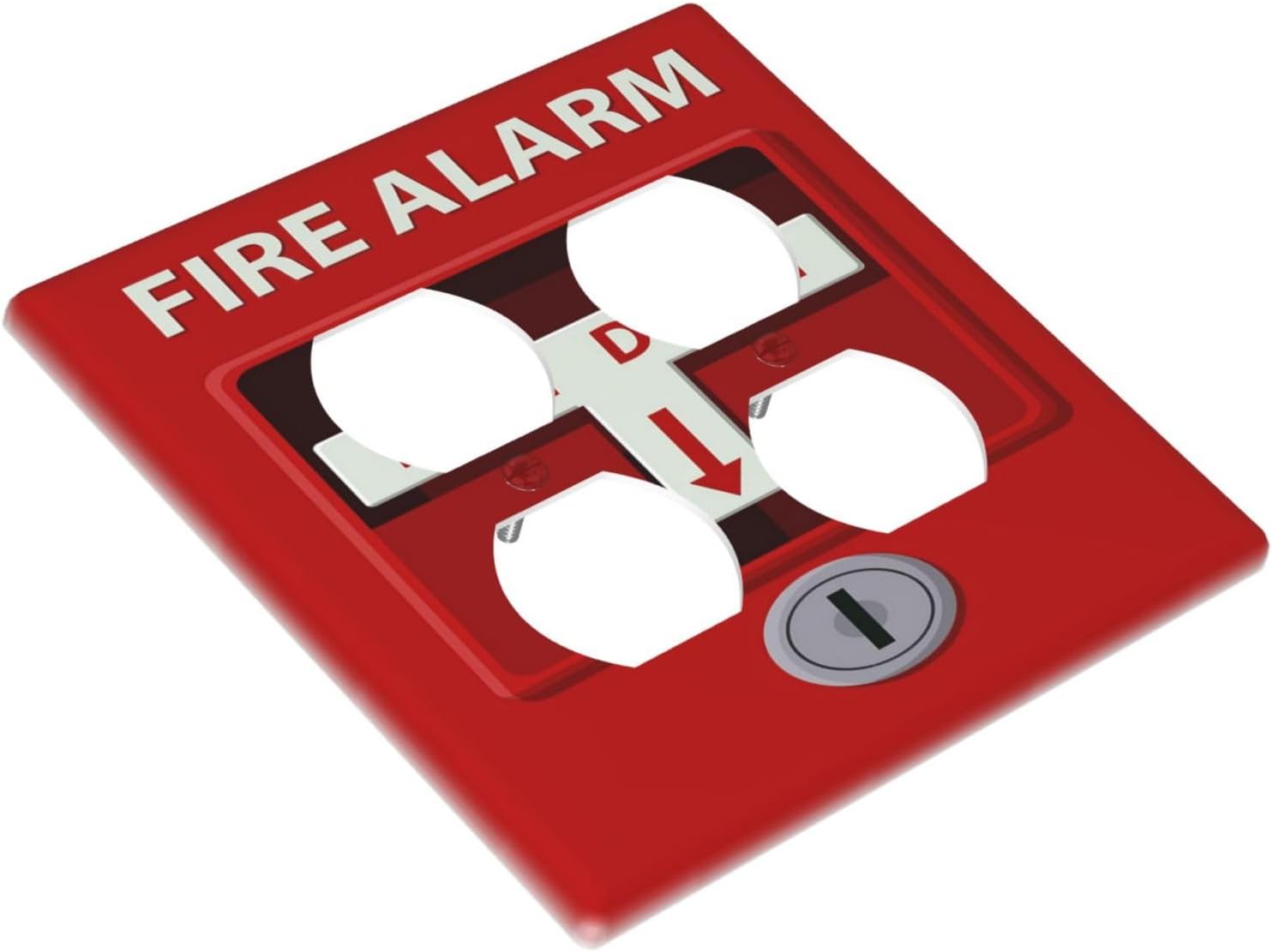 Decorative Outlet Covers Artistic Red Fire Alarm Motifs 2 Gang Wall Plate Cover Double Duplex Receptacle Two Switch Light Switch Cover Plate Jumbo Dual Faceplate for Home Decor
