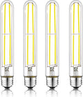 7.3 Inch E26 Led Bulb 6W Dimmable, 6000K Cool White Edison Bulbs 800LM, Equal 80 Watt Tubular T10 T9 Long Clear Glass Light Bulb for Rustic Pendant Industrial Pipe Wall Sconces - 4Pack