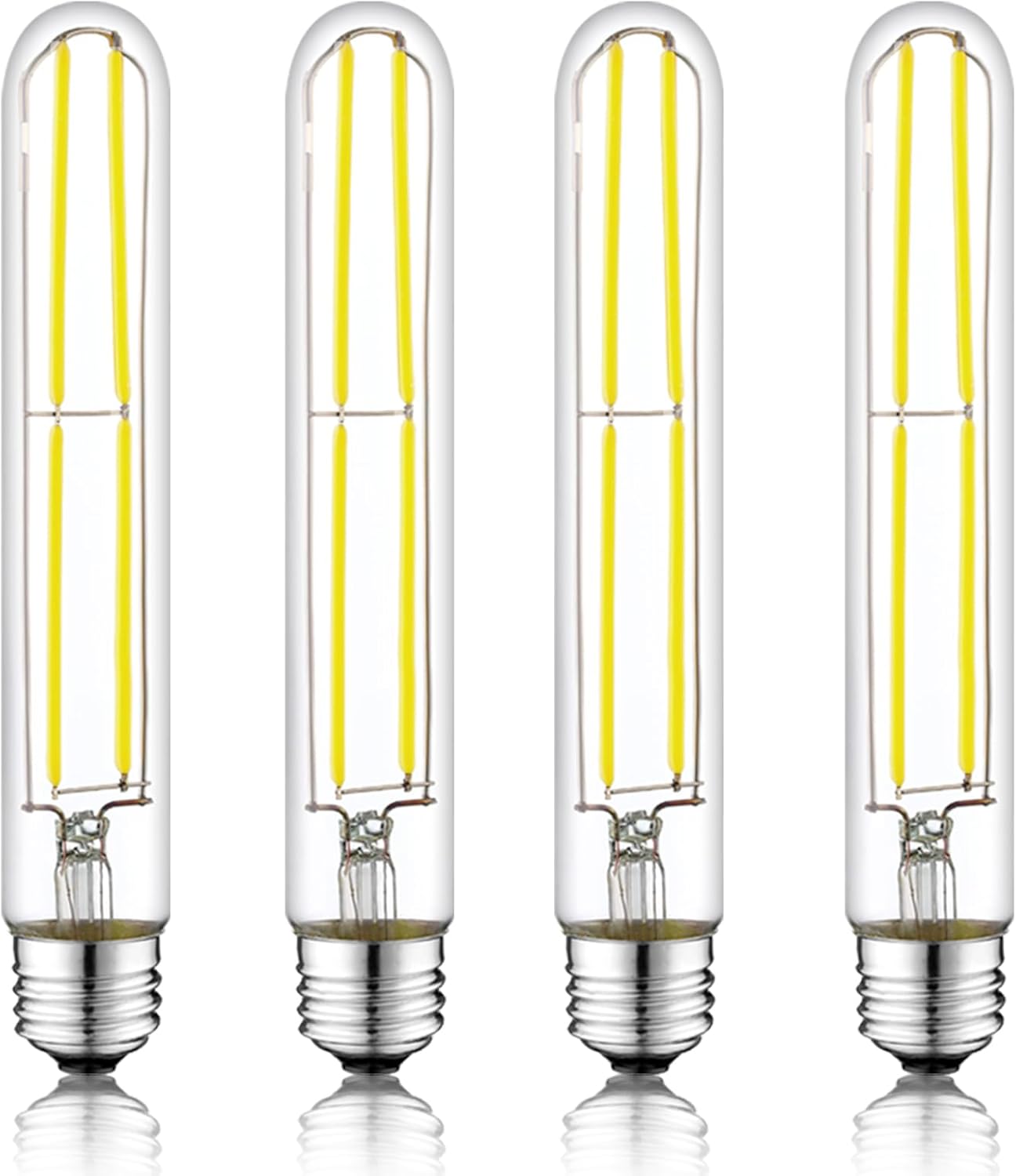 7.3 Inch E26 Led Bulb 6W Dimmable, 5000K Daylight Edison Bulbs 800LM, Equal 80 Watt Tubular T10 T9 Long Clear Glass Light Bulb for Rustic Pendant Industrial Pipe Wall Sconces - 4Pack