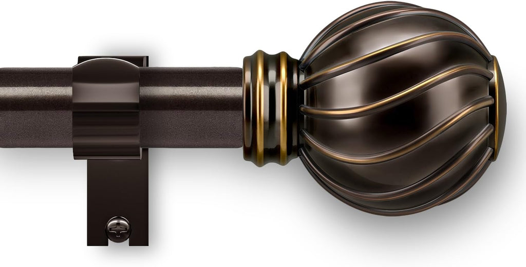 Brown Curtain Rods for Windows 48 to 84 Inch 7/8" Diamete Heavy Duty Adjustable Window Curtain Rod with Decorative Finials for Farmhouse Bedroom Living Room Kitchen Outdoor
