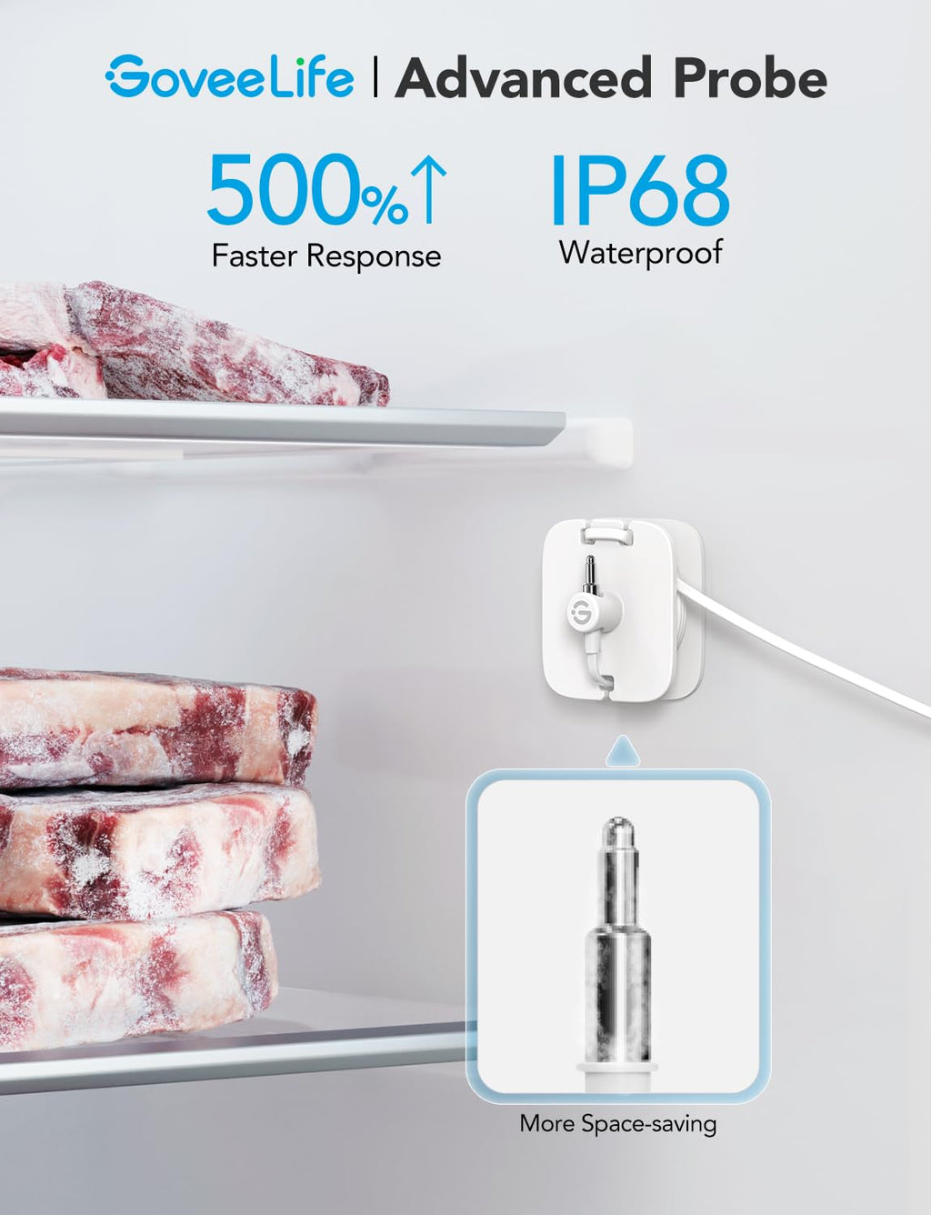 GoveeLife Freezer Thermometer Alarm 2 Pack, Smart Bluetooth Temperature Monitor Sensor for Refrigerator Hot Hub, 197 Ft Connecting Range APP Alert with Anti-False Freezer (WiFi Gateway Not Included)