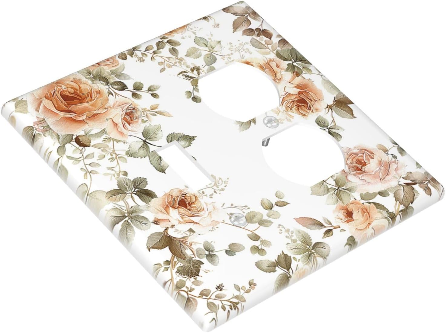 Wallplates Vintage Warm Color Orange Flowers And Leaves 1 Toggle 1 Duplex Switch Plate Electrical GFCI Faceplate Decorative Light Switch Covers for Bedroom living Room Decor