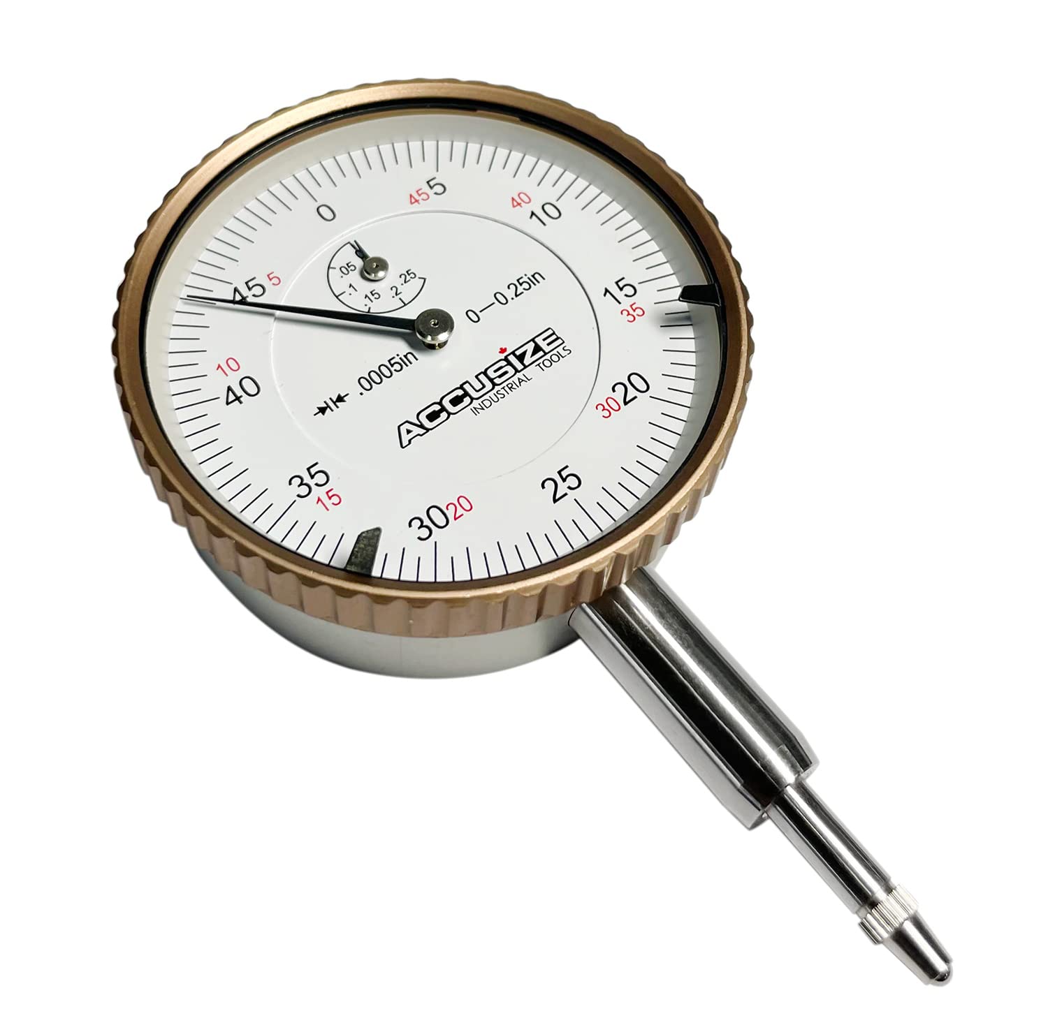 Accusize Industrial Tools Agd2 Style 0-1/4'' by 0.0005'' Dial Indicator with Lug Back, P900-S098