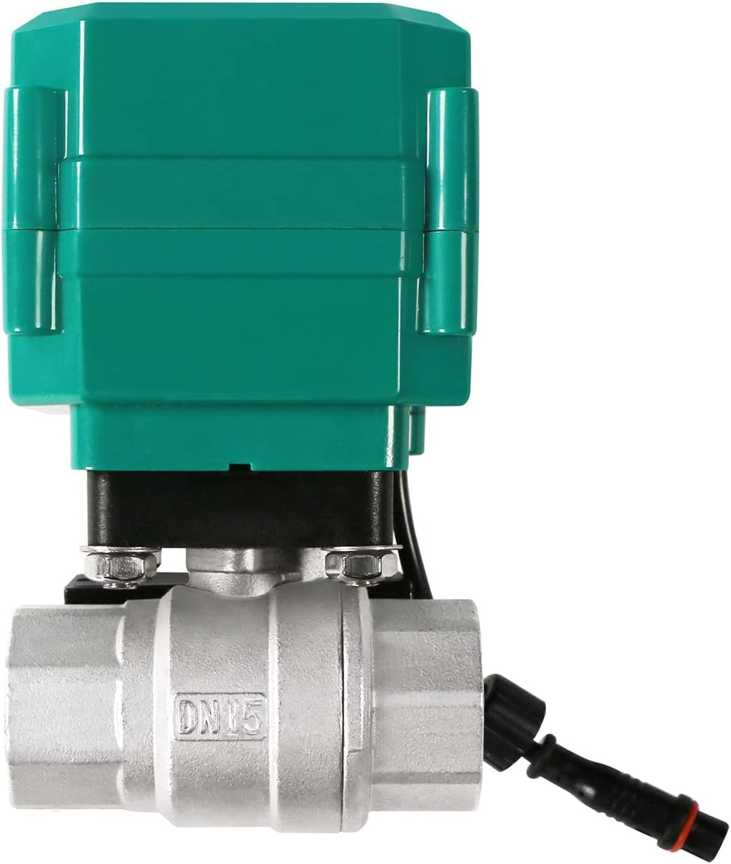 U.S. Solid 1/2" Smart Motorized Ball Valve - Remote App Mobile Control Stainless Steel Electrical Ball Valve with Manual Switch, 5V DC USB Connection