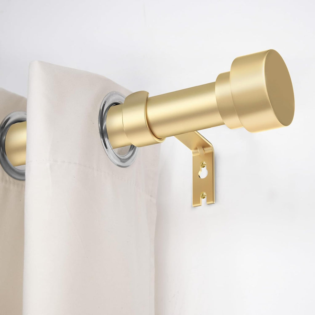 Curtain Rods for Windows 48 to 84, 1 Inch Adjustable Gold Heavy Duty Long Window Curtain Rod, Modern Style Drapery Rods with End Caps, Size 32" - 90"