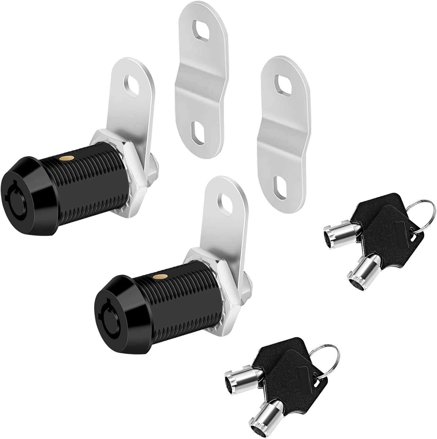 Cam Locks RV Storage Keyed Alike, 1" Fits 3/4" Max Door Thickness, Compartment Locks for Camper Trailer Cabinet With Keys (Black, 1 Inch, 2 Pack)