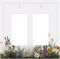Decorative Outlet Covers White Background Colorful Flowers Plants Green Leaves 2 Gang Double Rocker Light Switch Cover Plate Electrical Switch Plate Cover Decorate GFCI Wall Plate for Bedroom Home