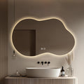 LED Bathroom Mirror with Lights 22x36, Stepless Dimmable Irregular Backlit Mirror with 3 Colors, Anti-Fog, Memory, Al-Alloy Lampshade, Frameless Smart Mirror for Bathroom (Horizontal/Vertical)