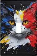 Decorative Light Switch Cover Plate Colorful Doodle Cute Funny Black Red White Cat 1 Gang Wall Plate Oversized Single Toggle Wall Cover Plate Jumbo Switchplate Faceplate