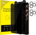 JETech Privacy Screen Protector for iPhone 11 Pro Max 6.5-Inch with Camera Lens Protector, Anti Spy Tempered Glass Film, 2-Pack Each
