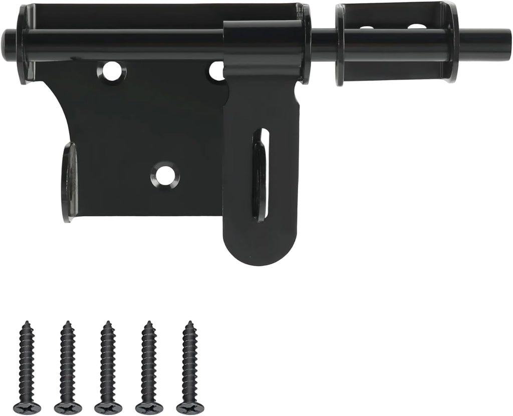 Alise 6 Inch Slide Bolt Gate Latch, Door Lock with Padlock Hole, Heavy Duty Stainless Steel Barrel Bolts Safety Door Lock for Wooden Fence, Outdoor Fence,Shed Door Black